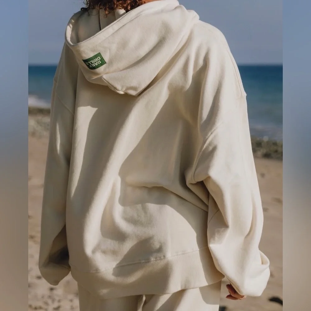 Daily Drills Cream Hoodie with Black Tag - Picture 1 of 4